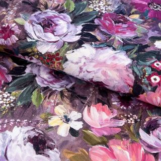 Decoration fabric Oil painting flowers mauve digital print
