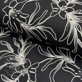Cotton fabric EMBROIDERY GABARDINE Luana black