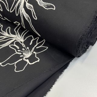Cotton fabric EMBROIDERY GABARDINE Luana black