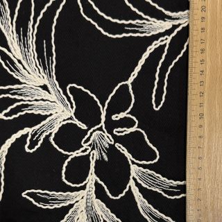 Cotton fabric EMBROIDERY GABARDINE Luana black
