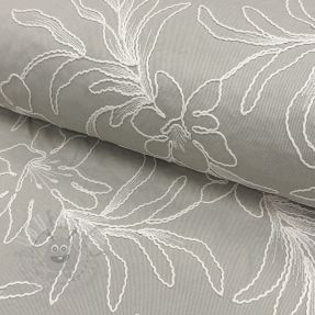 Cotton fabric EMBROIDERY GABARDINE Luana grey