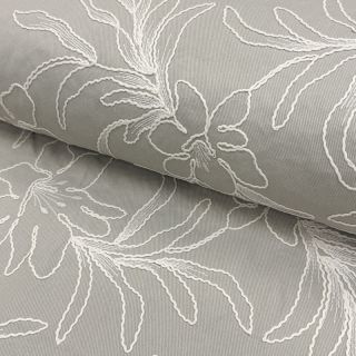Cotton fabric EMBROIDERY GABARDINE Luana grey