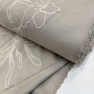 Cotton fabric EMBROIDERY GABARDINE Luana grey