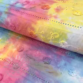 Cotton fabric EMBROIDERY Tie dye Della design B