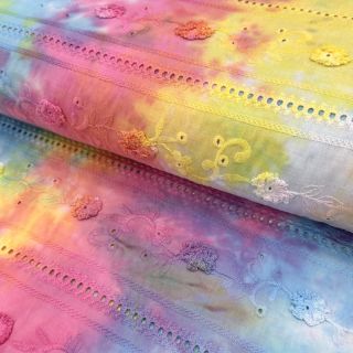 Cotton fabric EMBROIDERY Tie dye Della design B