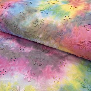 Cotton fabric EMBROIDERY Tie dye Della design A