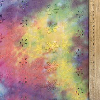Cotton fabric EMBROIDERY Tie dye Della design A