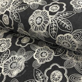 Cotton fabric JEANS EMBROIDERY Niva design C