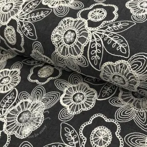 Cotton fabric JEANS EMBROIDERY Niva design C