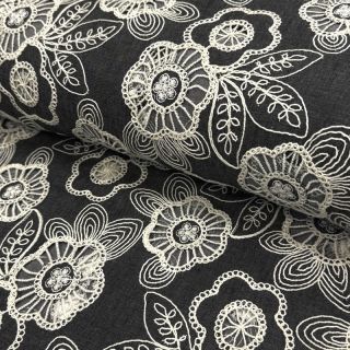 Cotton fabric JEANS EMBROIDERY Niva design C