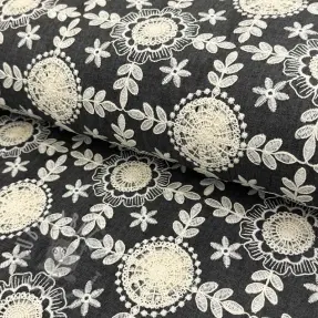 Cotton fabric JEANS EMBROIDERY Niva design D