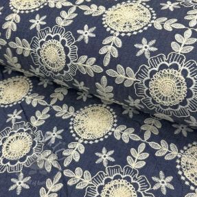 Cotton fabric JEANS EMBROIDERY Niva design B