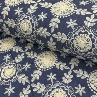 Cotton fabric JEANS EMBROIDERY Niva design B