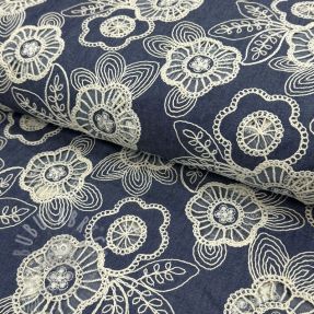 Cotton fabric JEANS EMBROIDERY Niva design A