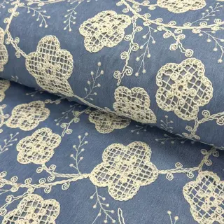 Cotton fabric JEANS EMBROIDERY Flora design D