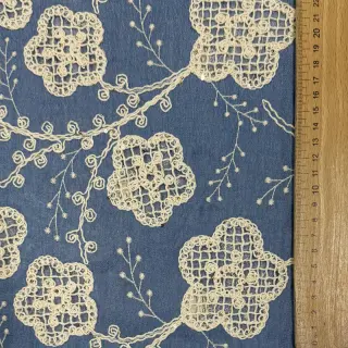 Cotton fabric JEANS EMBROIDERY Flora design D
