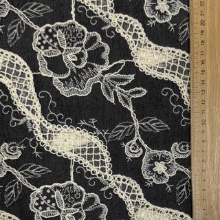 Cotton fabric JEANS EMBROIDERY Flora design E