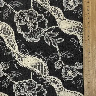 Cotton fabric JEANS EMBROIDERY Flora design E