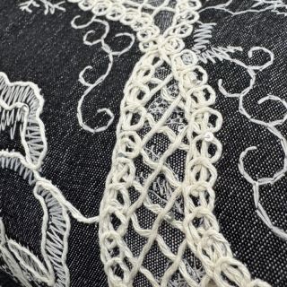 Cotton fabric JEANS EMBROIDERY Flora design E