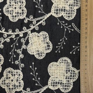 Cotton fabric JEANS EMBROIDERY Flora design F