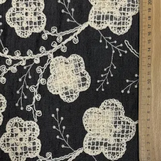 Cotton fabric JEANS EMBROIDERY Flora design F