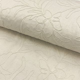 Cotton fabric EMBROIDERY GABARDINE Luana natural