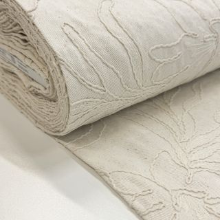 Cotton fabric EMBROIDERY GABARDINE Luana natural