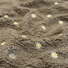 Coat fabric TEDDY EMBROIDERY Mini taupe