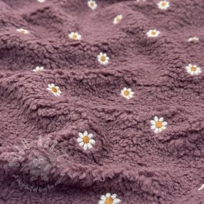 Coat fabric TEDDY EMBROIDERY Mini rosewood
