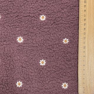 Coat fabric TEDDY EMBROIDERY Mini rosewood