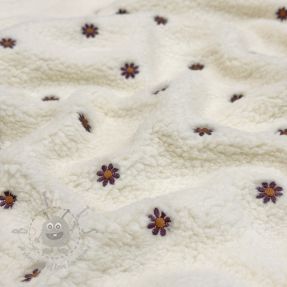 Coat fabric TEDDY EMBROIDERY Mini ecru
