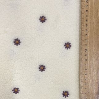 Coat fabric TEDDY EMBROIDERY Mini ecru