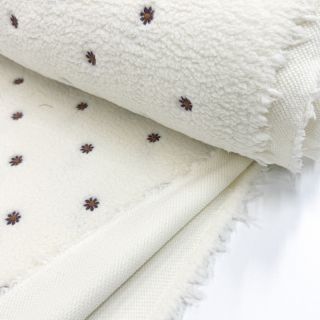 Coat fabric TEDDY EMBROIDERY Mini ecru
